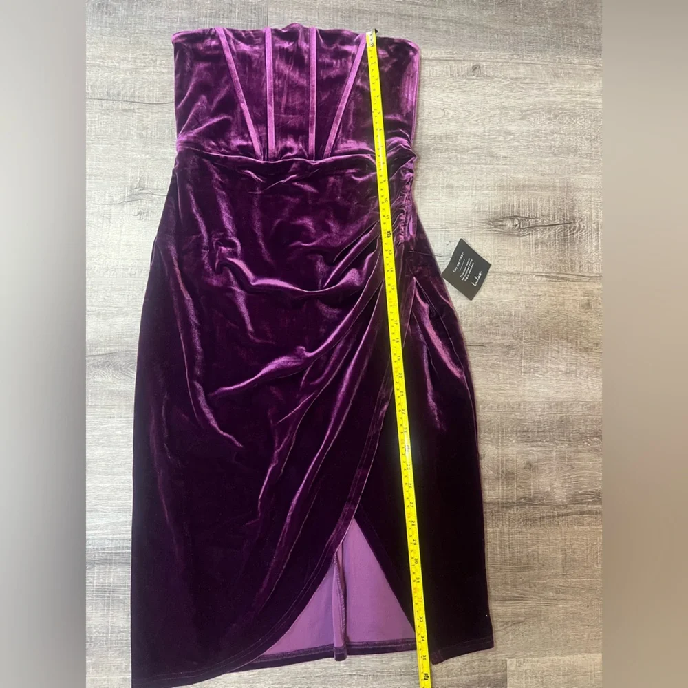 LULUS Glamorous Celebrations Dark Purple Velvet Strapless Tulip Dress - Picture 9 of 9